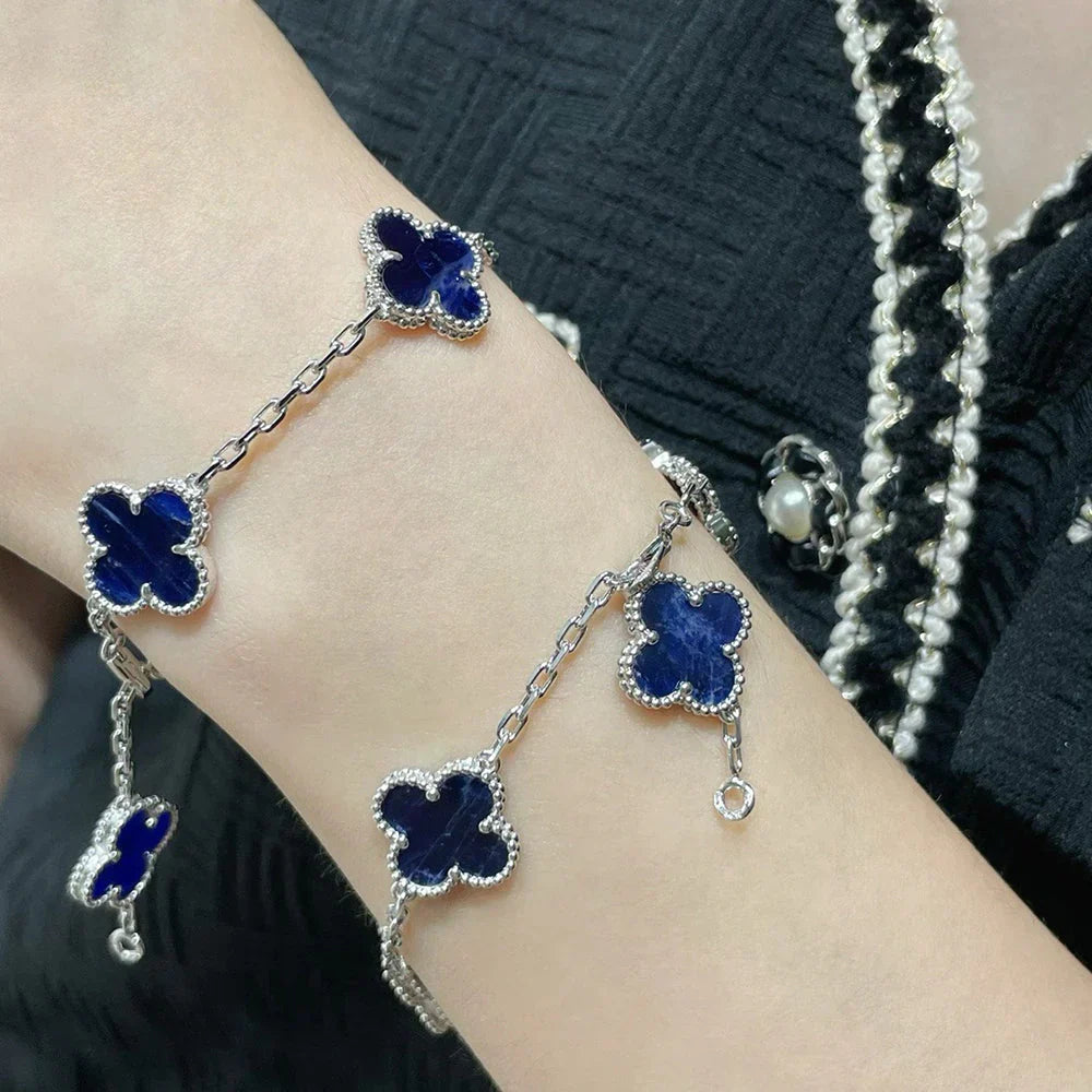 [Azure Tears]LUCKY CLOVER 5-MOTIF BRACELET - PIETERSITE COLLECTION