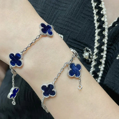 [Azure Tears]LUCKY CLOVER 5-MOTIF BRACELET - PIETERSITE COLLECTION