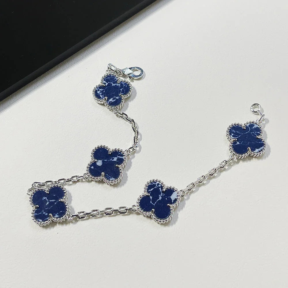 [Azure Tears]LUCKY CLOVER 5-MOTIF BRACELET - PIETERSITE COLLECTION