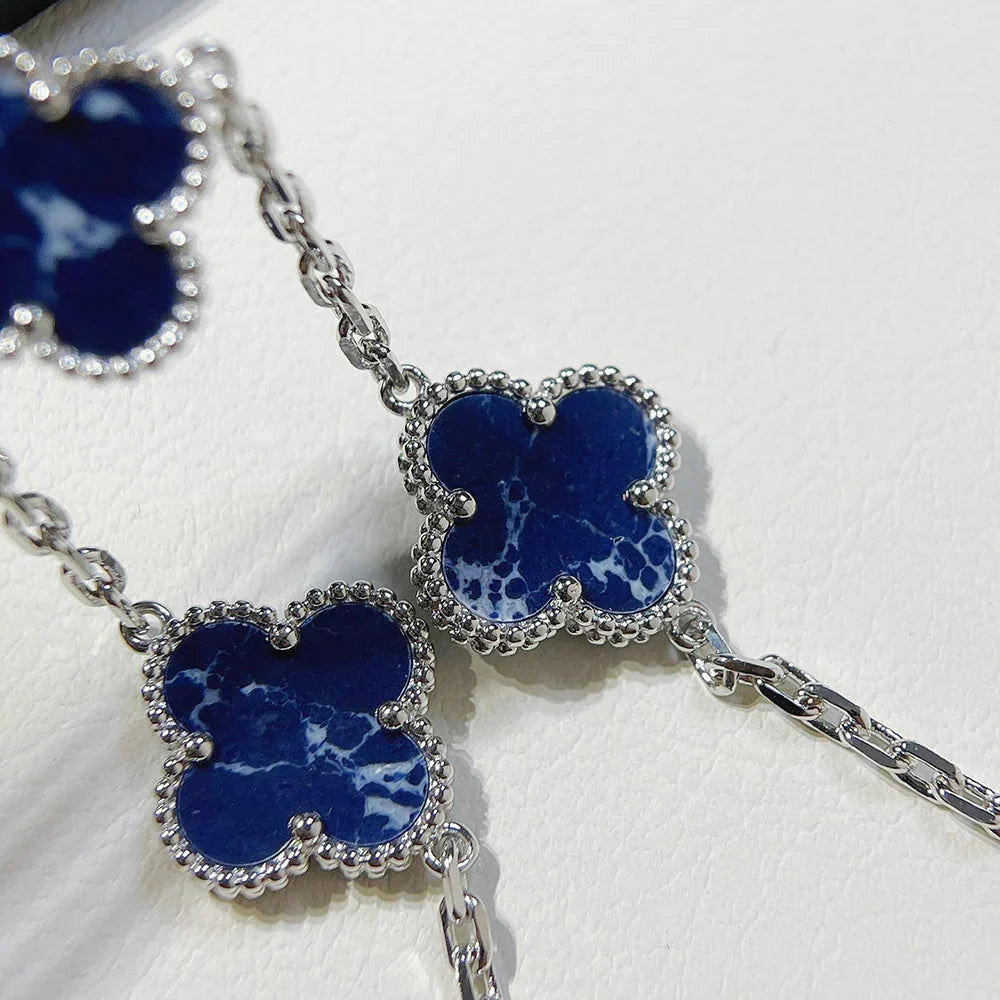 [Azure Tears]LUCKY CLOVER 5-MOTIF BRACELET - PIETERSITE COLLECTION