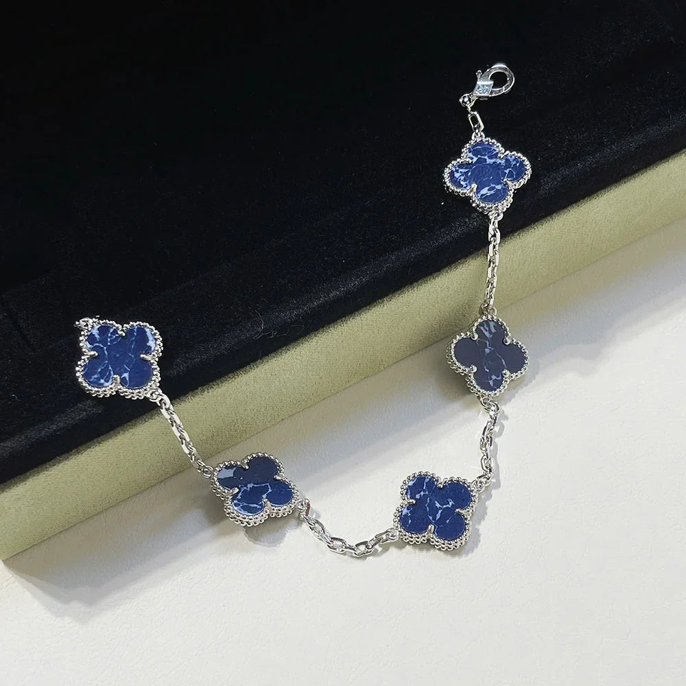 [Azure Tears]LUCKY CLOVER 5-MOTIF BRACELET - PIETERSITE COLLECTION