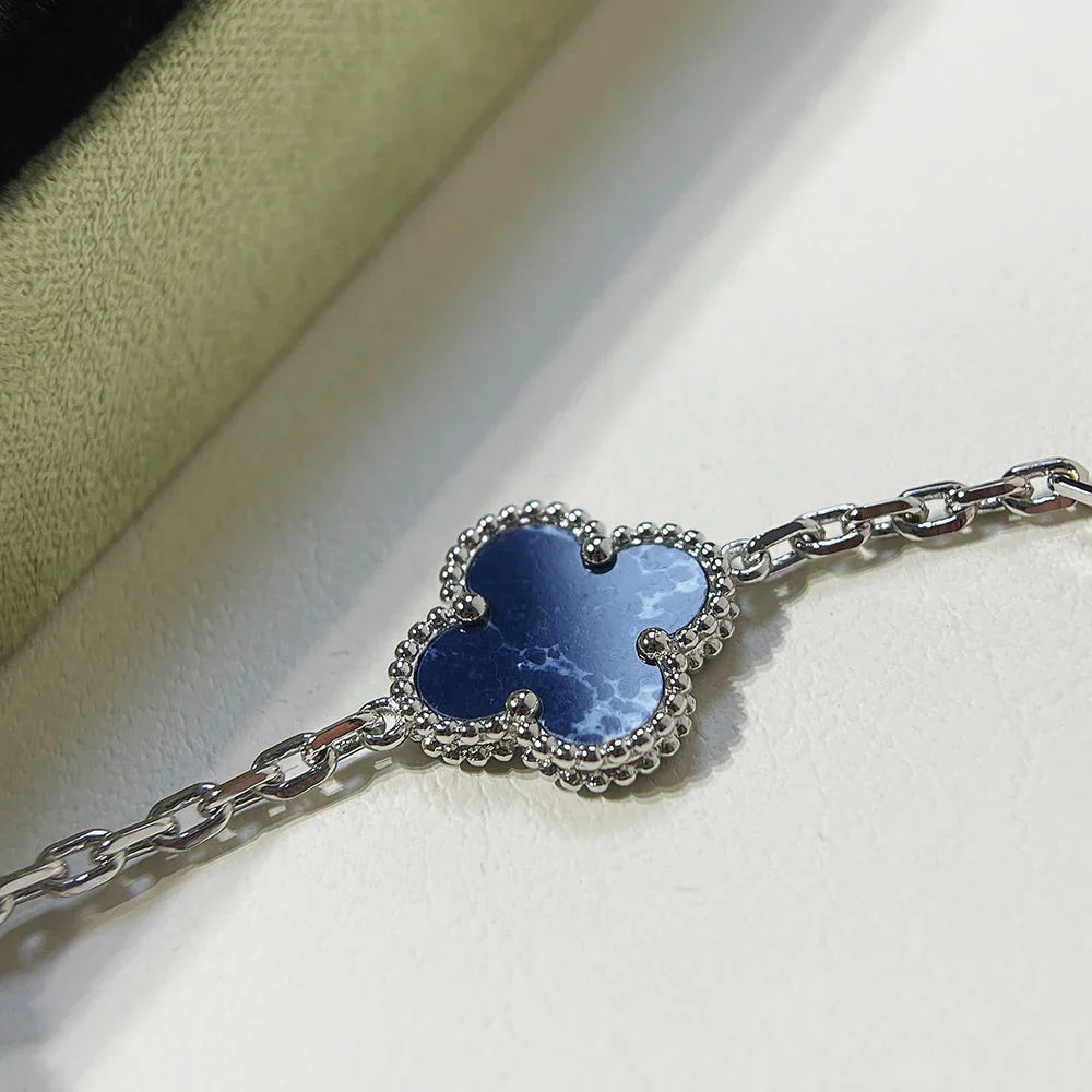 [Azure Tears]LUCKY CLOVER 5-MOTIF BRACELET - PIETERSITE COLLECTION
