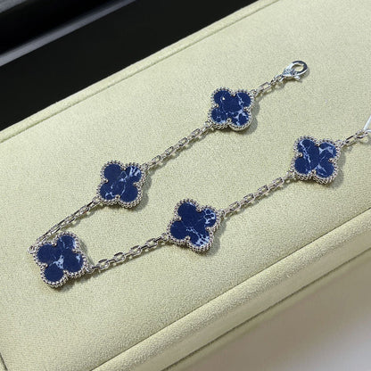[Azure Tears]LUCKY CLOVER 5-MOTIF BRACELET - PIETERSITE COLLECTION