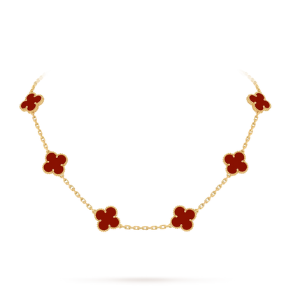 [Azure Tears]CLASSIC LUCKY 10-MOTIF CLOVER NECKLACE GOLD COLLECTION