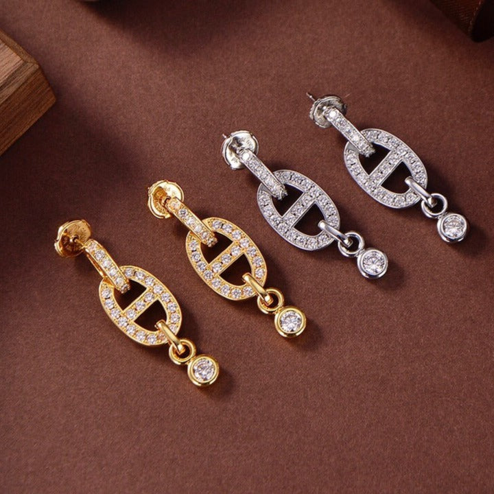 [Azure Tears]HM CHAINE DIAMOND EARRINGS