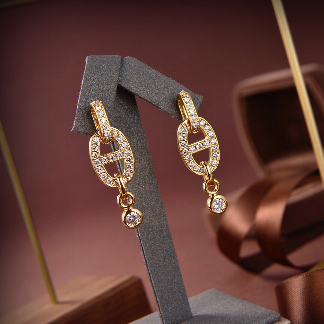 [Azure Tears]HM CHAINE DIAMOND EARRINGS