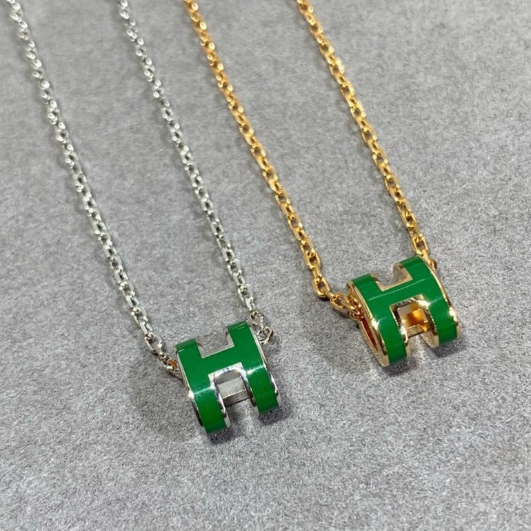 [Azure Tears]POP H GREEN NECKLACE SILVER AND GOLD