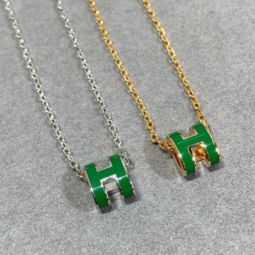 [Azure Tears]POP H GREEN NECKLACE SILVER AND GOLD