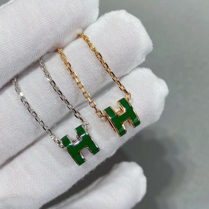 [Azure Tears]POP H GREEN NECKLACE SILVER AND GOLD