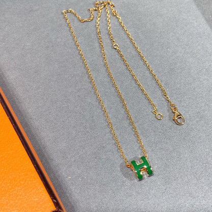[Azure Tears]POP H GREEN NECKLACE SILVER AND GOLD
