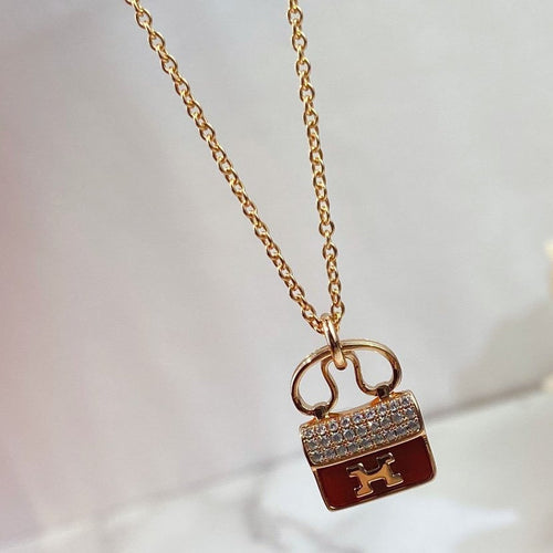 [Azure Tears]CONSTANCE RED PEDANT ROSE GOLD NECKLACE