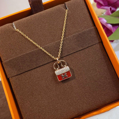 [Azure Tears]CONSTANCE RED PEDANT ROSE GOLD NECKLACE