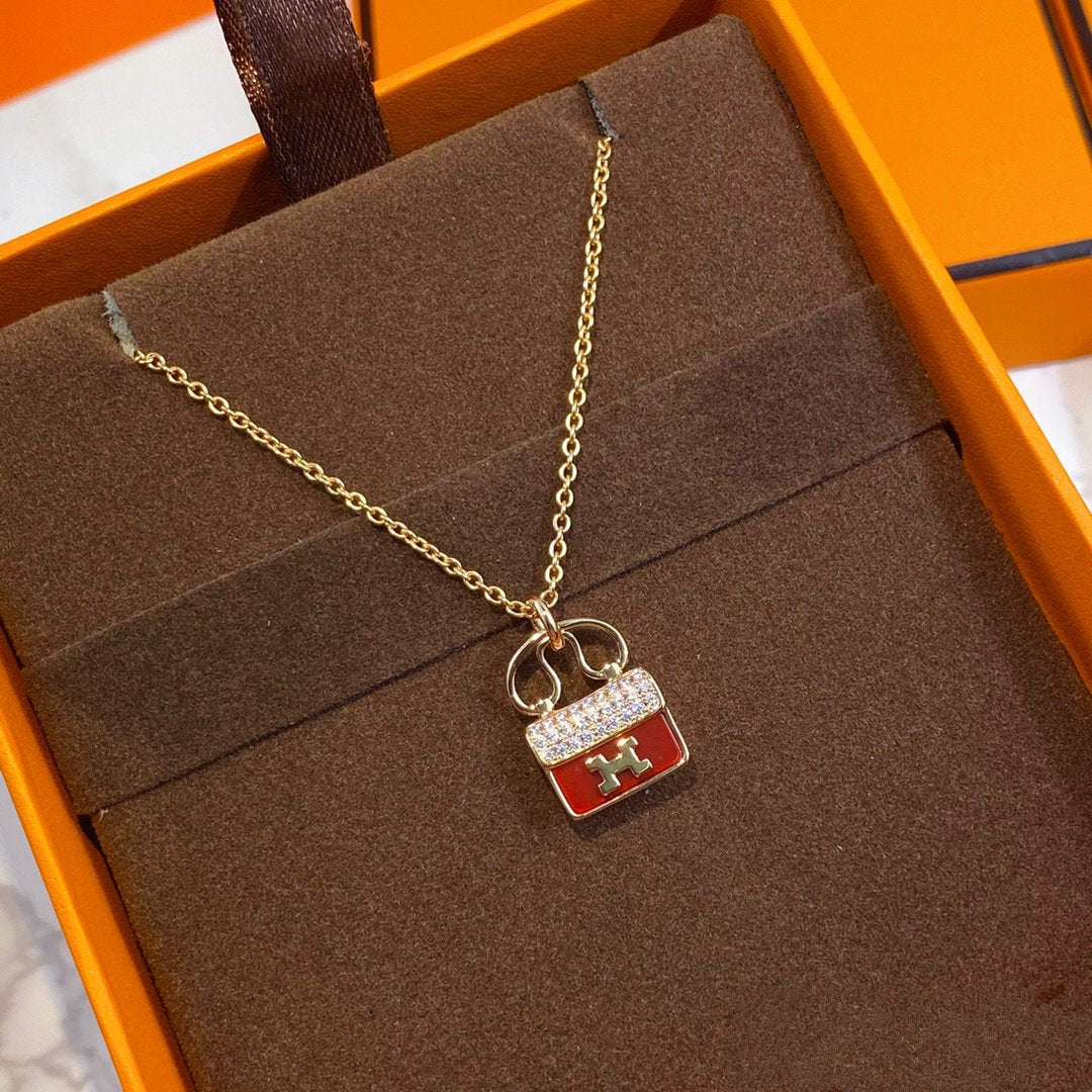 [Azure Tears]CONSTANCE RED PEDANT ROSE GOLD NECKLACE