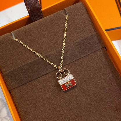 [Azure Tears]CONSTANCE RED PEDANT ROSE GOLD NECKLACE