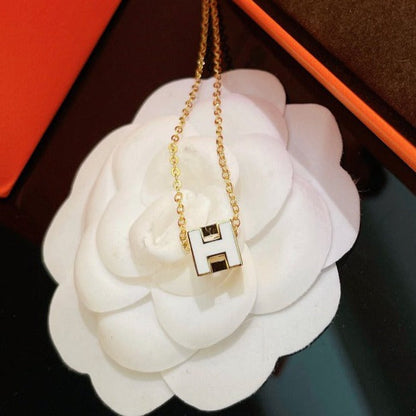 [Azure Tears]H WHITE SQUARE GOLD NECKLACE