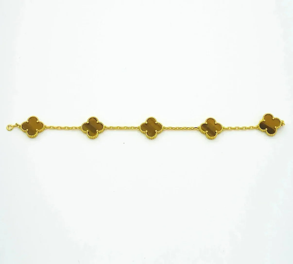 [Azure Tears]LUCKY CLOVER 5-MOTIF BRACELET -  TIGER’S EYE COLLECTION