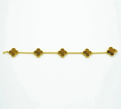 [Azure Tears]LUCKY CLOVER 5-MOTIF BRACELET -  TIGER’S EYE COLLECTION