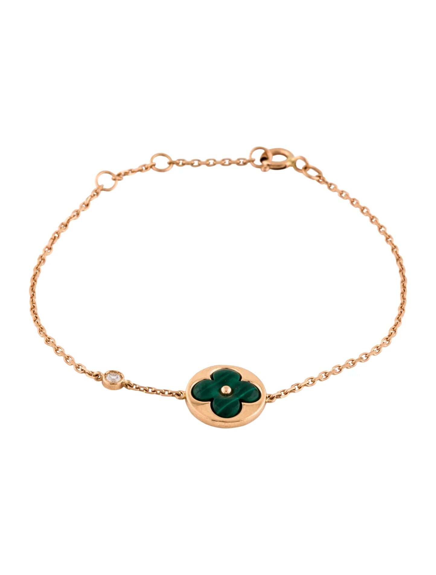[Azure Tears]SUN MALACHITE 1 DIAMOND ROSE GOLD BRACELET