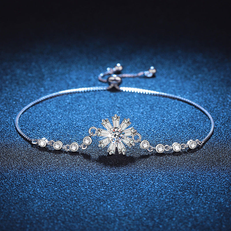 [Azure Tears]RADIANT ICY CRYSTAL SUNFLOWER MOISSANITE BRACELET