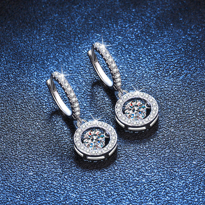 [Azure Tears]DANCING MOISSANITE HALO DROP HOOP EARRINGS