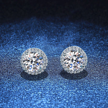 [Azure Tears]CLASSIC 4-PRONG ROUND MOISSANITE STUD EARRINGS