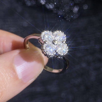 [Azure Tears]ELEGANT FOUR-LEAF CLOVER MOISSANITE RING