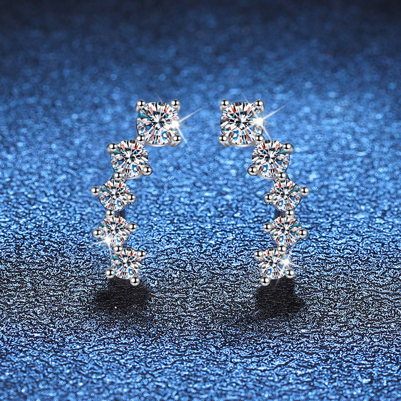 [Azure Tears]SPARKLING SMILE ARC MOISSANITE STUD EARRINGS