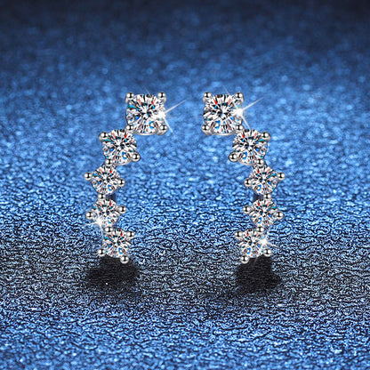 [Azure Tears]SPARKLING SMILE ARC MOISSANITE STUD EARRINGS
