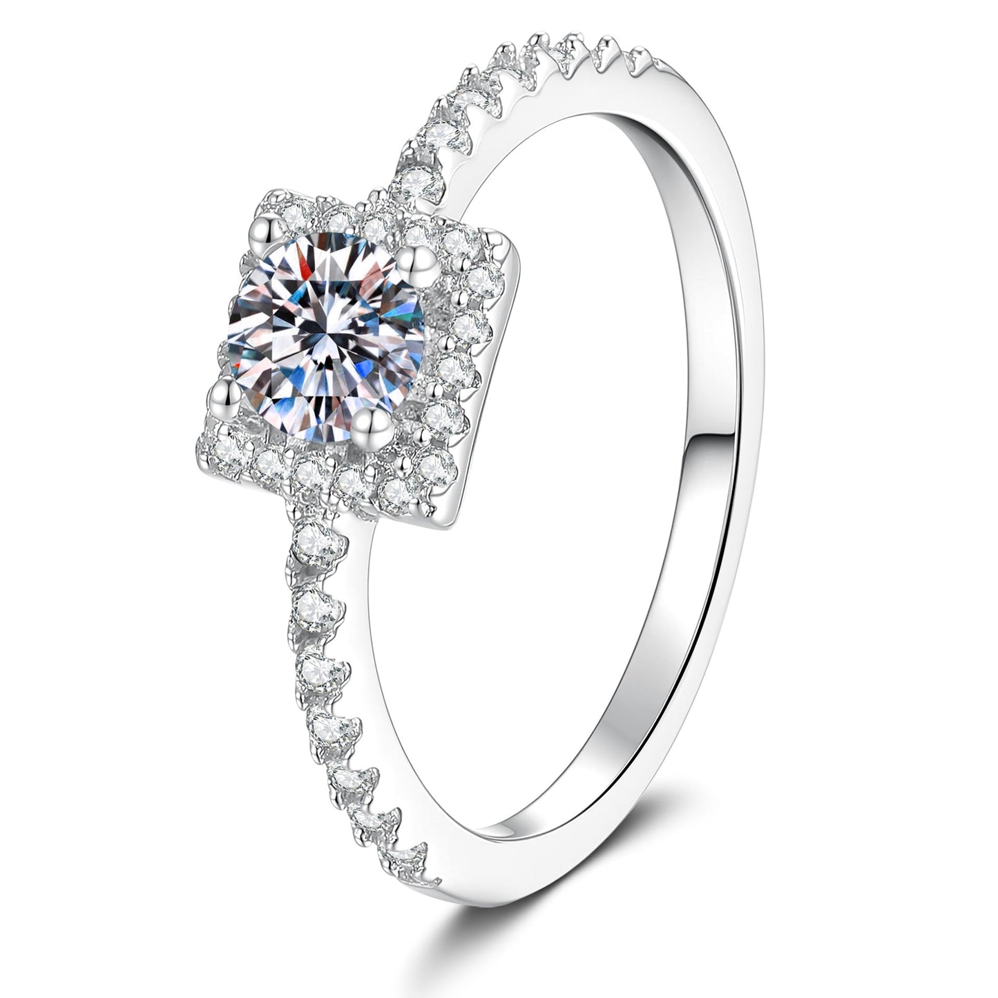[Azure Tears]DAINTY SUGAR-CUBE MOISSANITE RING