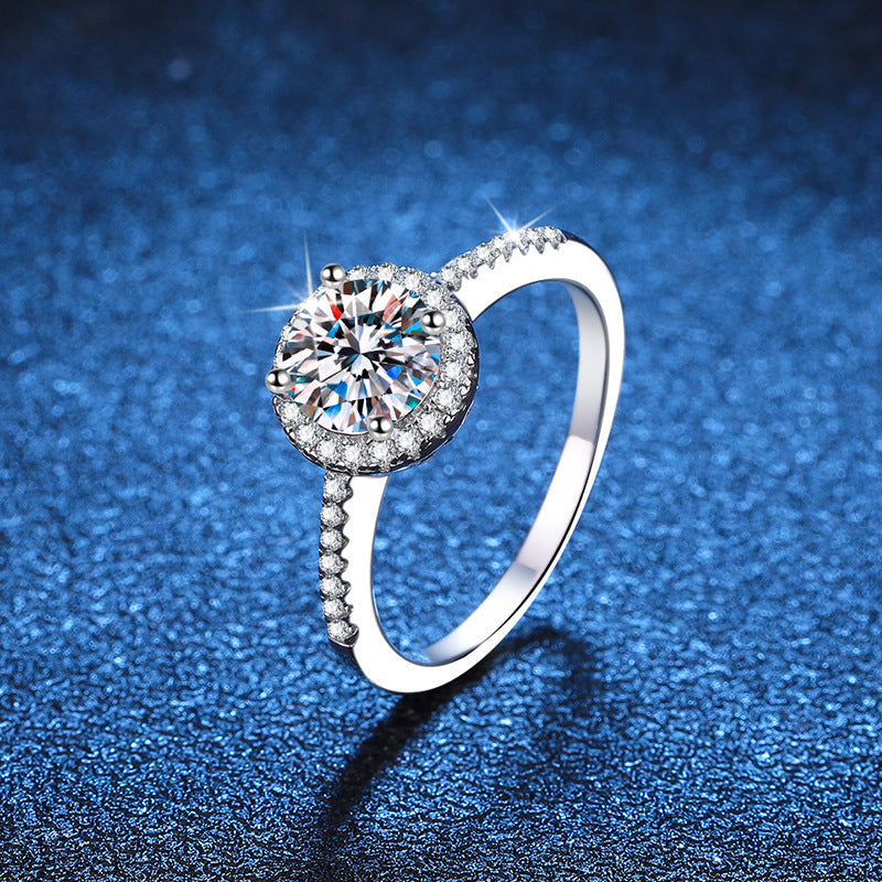 [Azure Tears]RADIANT ROUND HALO MOISSANITE ENGAGEMENT RING