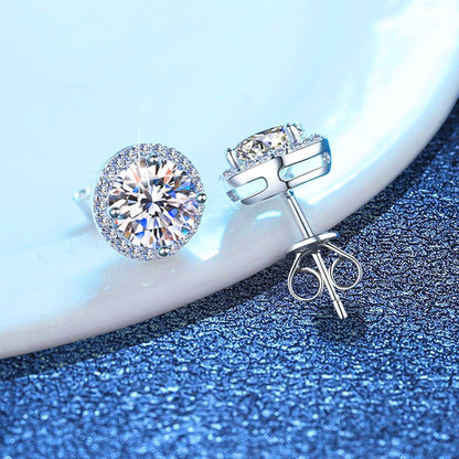 [Azure Tears]CLASSIC 4-PRONG ROUND MOISSANITE STUD EARRINGS