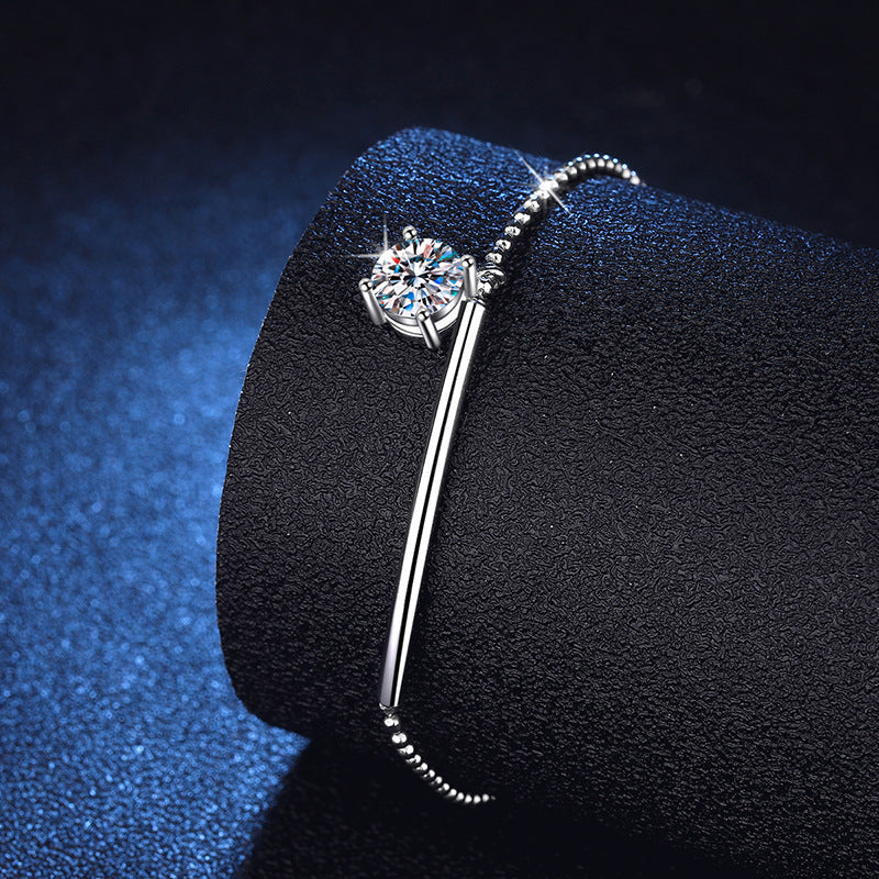 [Azure Tears]ELEGANT HALF-MOON CURVE MOISSANITE BRACELET