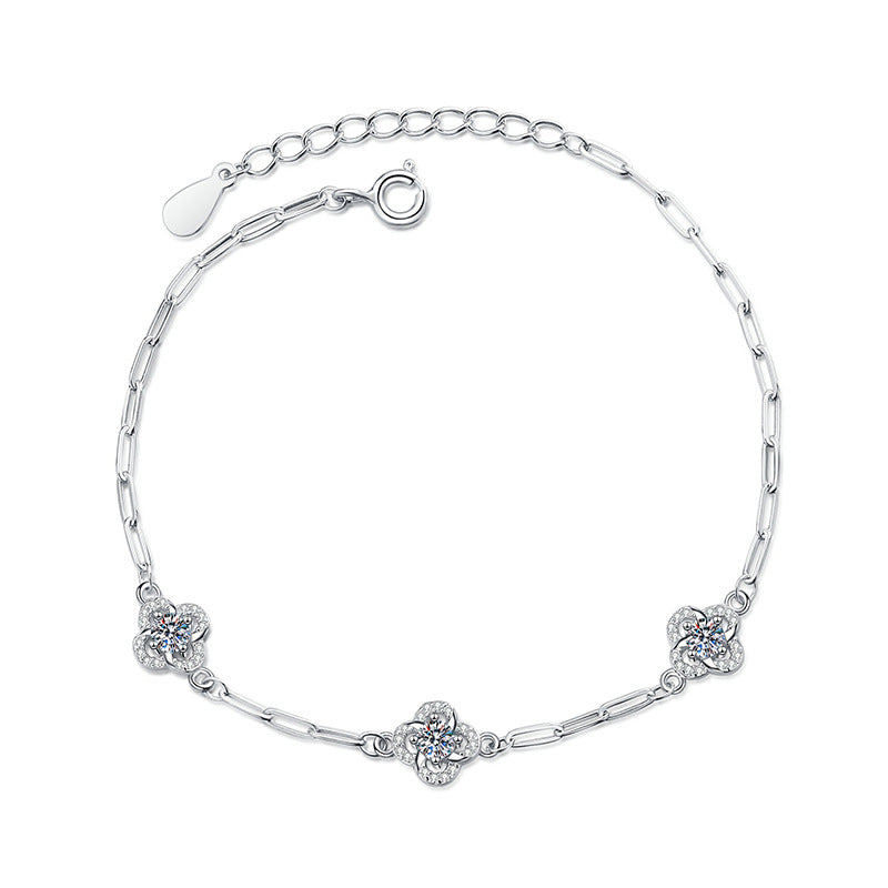 [Azure Tears]TRIPLE-CLOVER MOISSANITE BRACELET