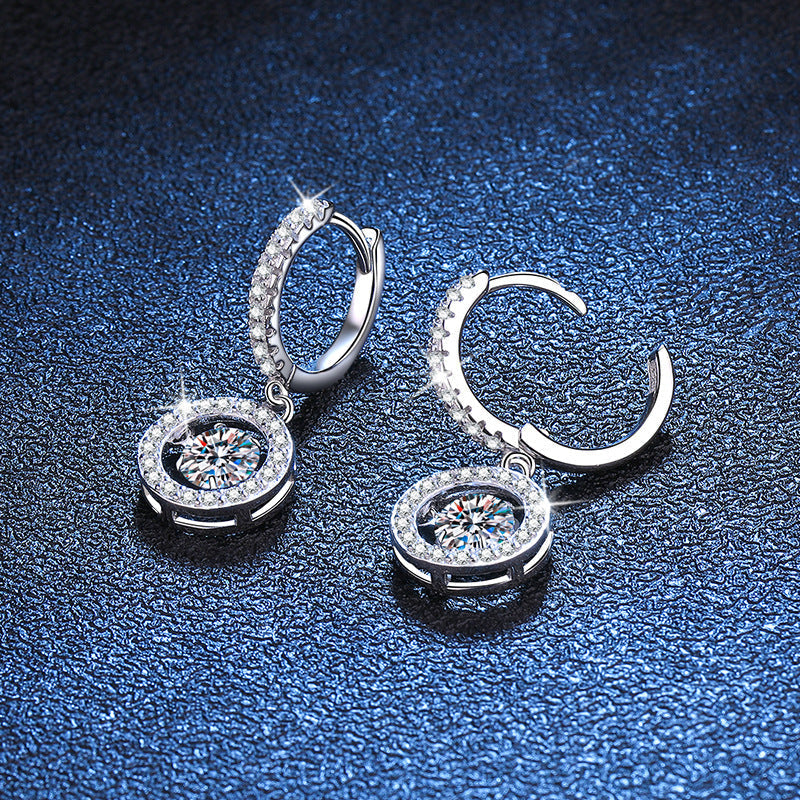 [Azure Tears]DANCING MOISSANITE HALO DROP HOOP EARRINGS