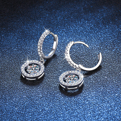 [Azure Tears]DANCING MOISSANITE HALO DROP HOOP EARRINGS