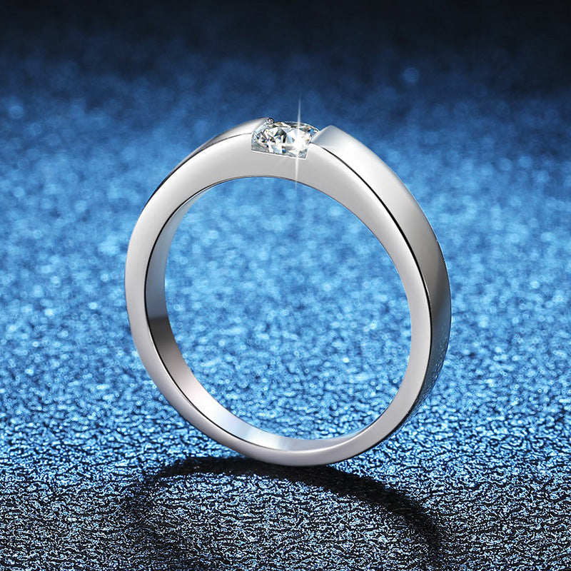 [Azure Tears]SLEEK MINIMALIST COUPLE'S MOISSANITE RING