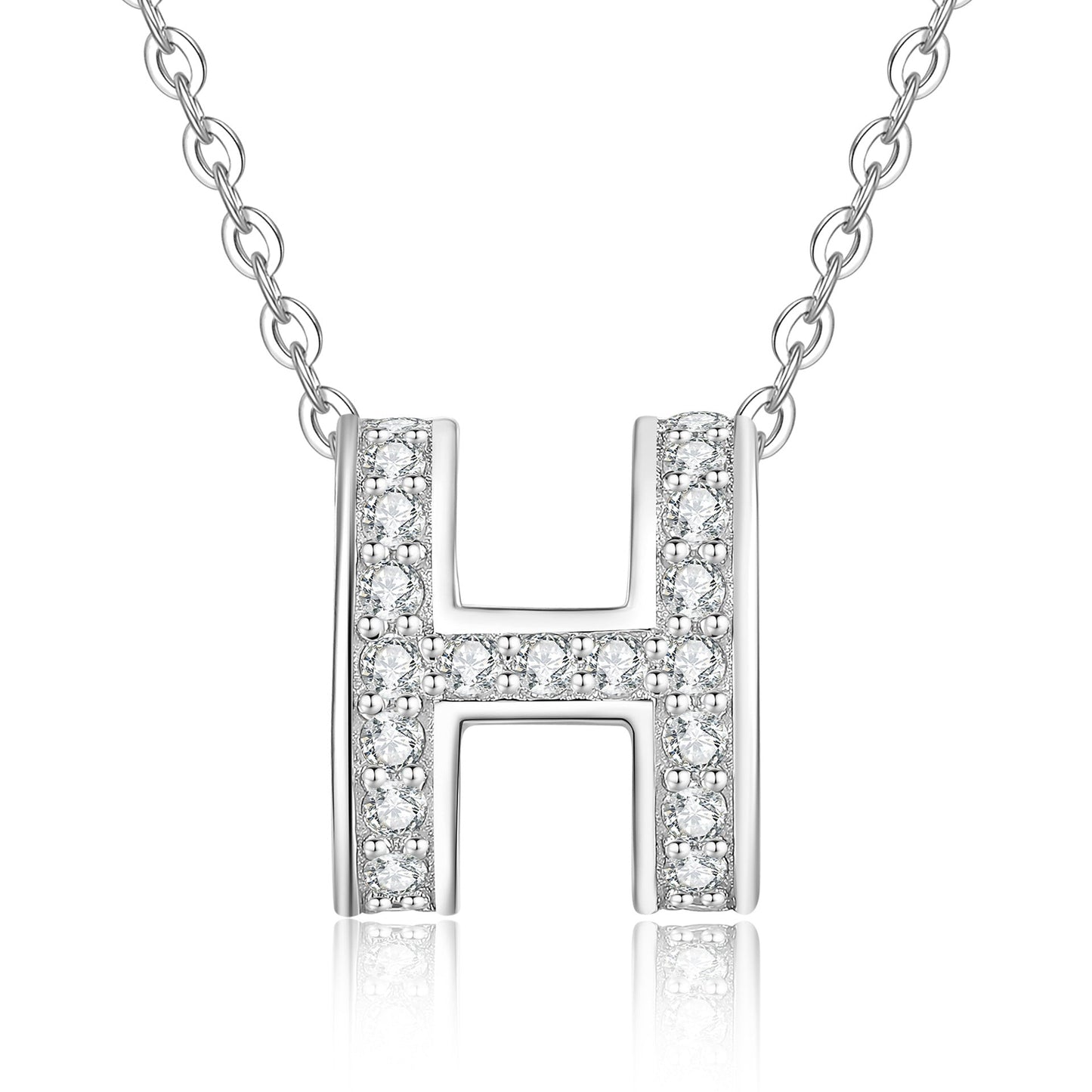 [Azure Tears]FULL-PAVE "H" MOISSANITE PENDANT NECKLACE