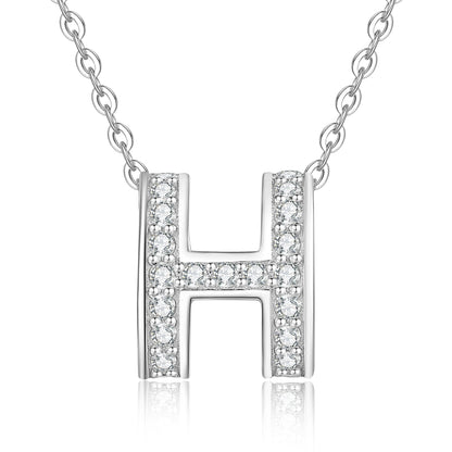 [Azure Tears]FULL-PAVE "H" MOISSANITE PENDANT NECKLACE
