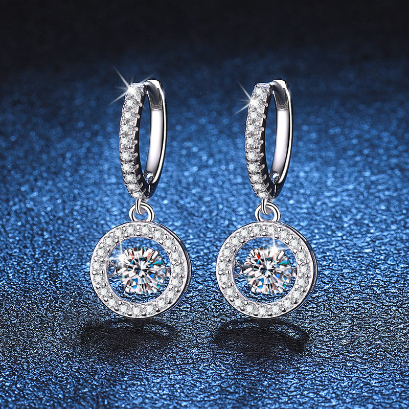 [Azure Tears]DANCING MOISSANITE HALO DROP HOOP EARRINGS