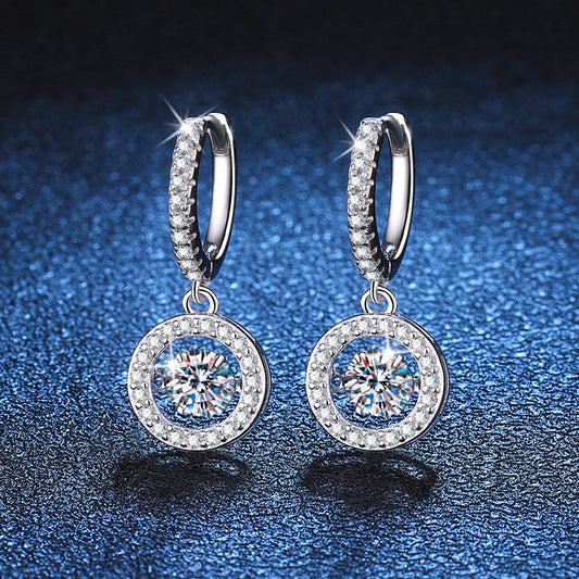 [Azure Tears]DANCING MOISSANITE HALO DROP HOOP EARRINGS