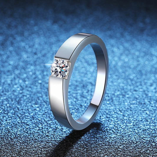[Azure Tears]SLEEK MINIMALIST COUPLE'S MOISSANITE RING