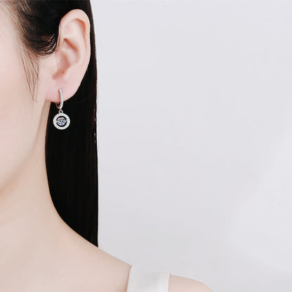 [Azure Tears]DANCING MOISSANITE HALO DROP HOOP EARRINGS