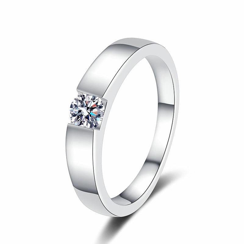 [Azure Tears]SLEEK MINIMALIST COUPLE'S MOISSANITE RING