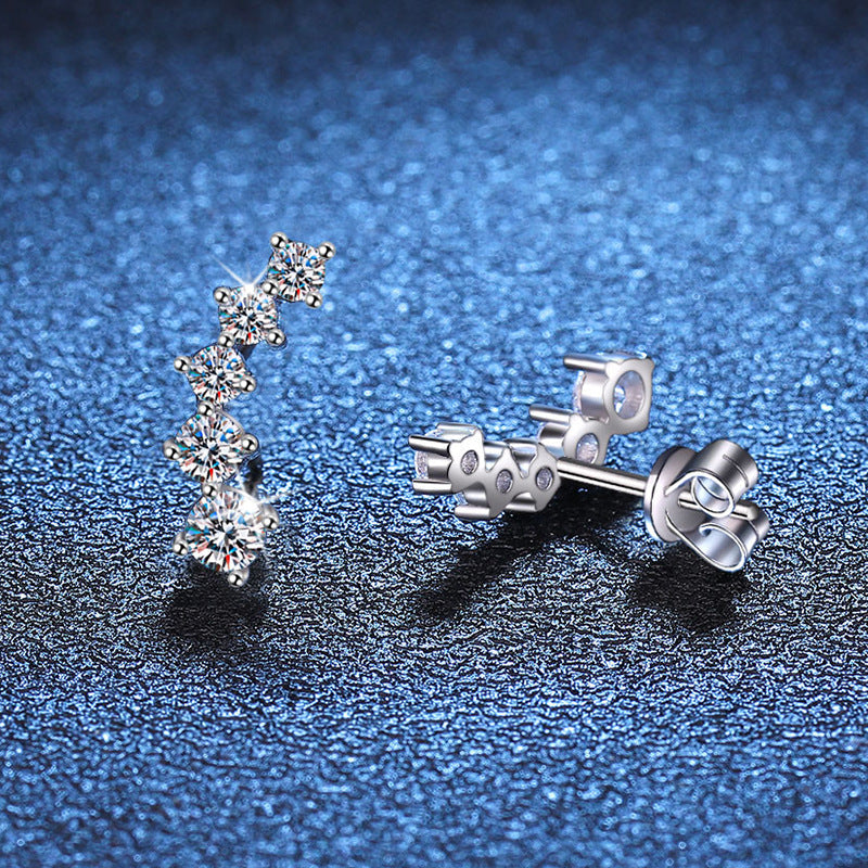 [Azure Tears]SPARKLING SMILE ARC MOISSANITE STUD EARRINGS
