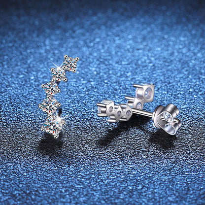 [Azure Tears]SPARKLING SMILE ARC MOISSANITE STUD EARRINGS