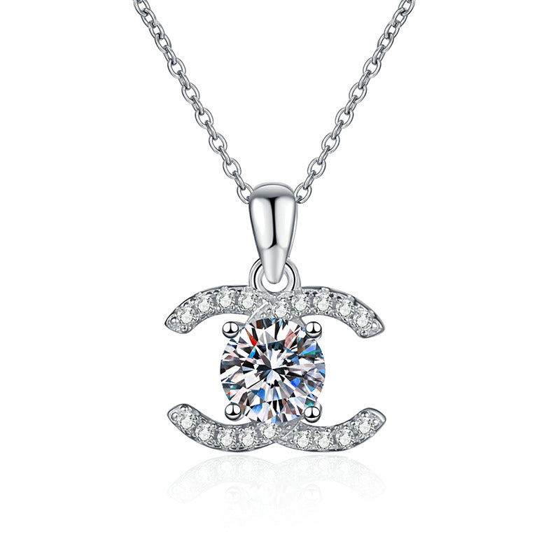 [Azure Tears]CLASSIC INTERLOCKING MOISSANITE PENDANT NECKLACE