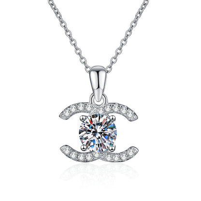 [Azure Tears]CLASSIC INTERLOCKING MOISSANITE PENDANT NECKLACE