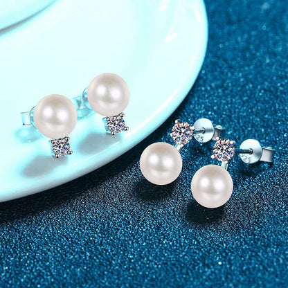 [Azure Tears]ELEGANT NATURAL PEARL & MOISSANITE DROP EARRINGS