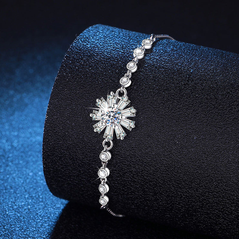 [Azure Tears]RADIANT ICY CRYSTAL SUNFLOWER MOISSANITE BRACELET