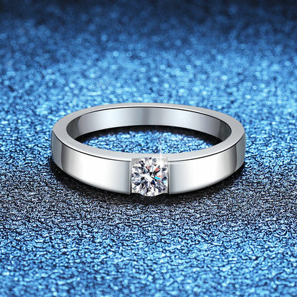 [Azure Tears]SLEEK MINIMALIST COUPLE'S MOISSANITE RING
